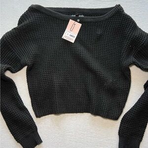 Women's Black Knit Off Shoulder Sweater Missguided size 6/8